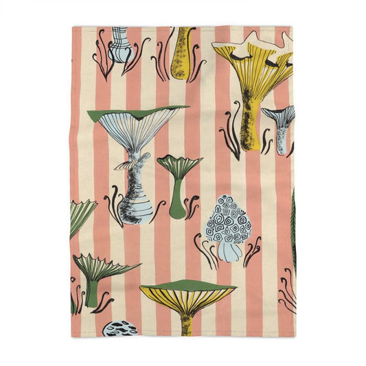 Toadstools tea towel