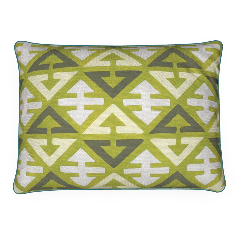 Green Chevron Canvas Cushion