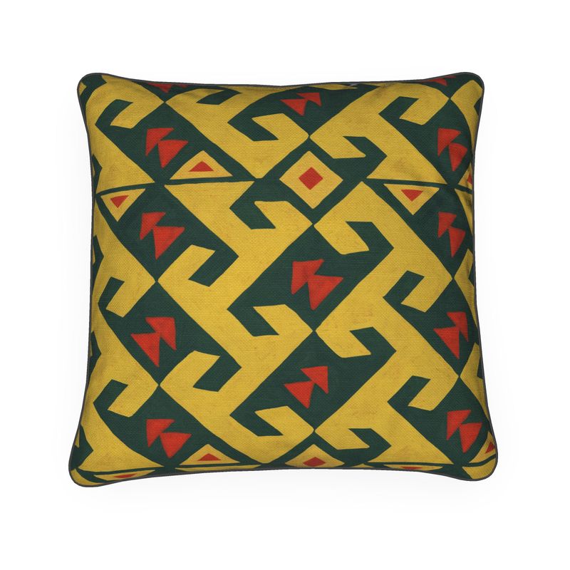 Large Yellow Chevron Canvas Feather Cushion