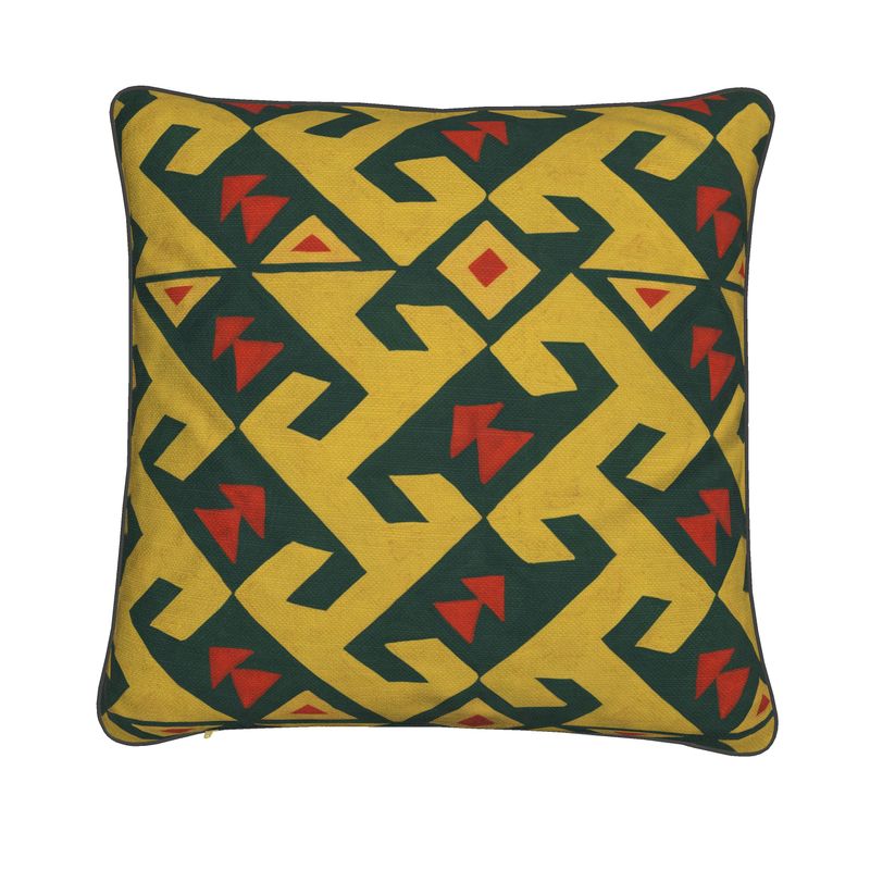 Large Yellow Chevron Canvas Feather Cushion