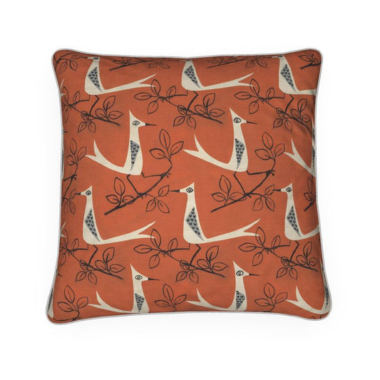 Birds on Orange Small Cushion