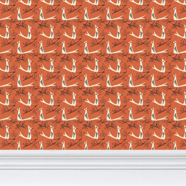 Birds on Orange s Wallpaper