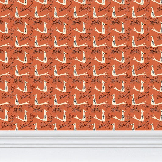 Birds on Orange s Wallpaper