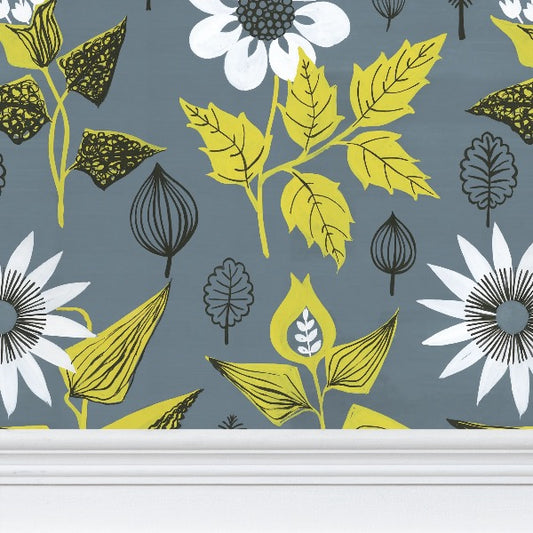 Daisies on Grey Wallpaper
